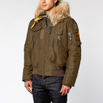 Gobi Fur Trimmed Bomber Jacket // Army (2XL)