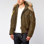 Gobi Fur Trimmed Bomber Jacket // Army (2XL)