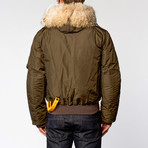 Gobi Fur Trimmed Bomber Jacket // Army (2XL)