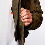 Gobi Fur Trimmed Bomber Jacket // Army (2XL)