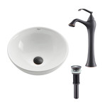 White Round Ceramic Sink + Ventus Vessl Faucet