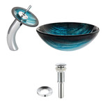Ladon Glass Vessel Sink + Waterfall Faucet (Chrome)