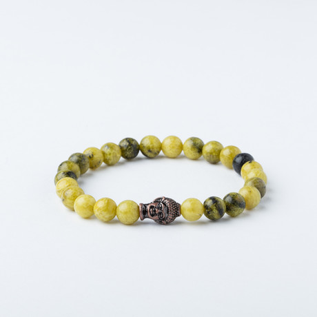 Turquoise + Buddha Bead Bracelet // Dark Green