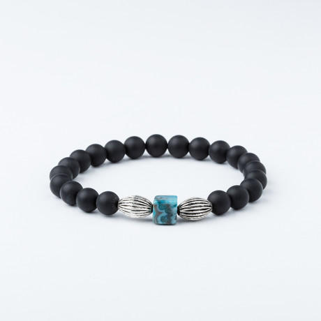 Onyx + Larimar Bead Bracelet