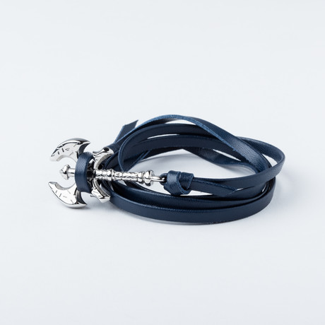 Multi Wrap Leather + Stainless Steel Hook Bracelet