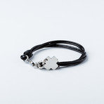 Leather + Stainless Steel Cross Bracelet