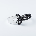 Double Leather + Stainless Steel Clasp Bracelet