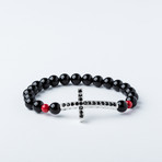 Agate + Coral Curved Cross Bracelet