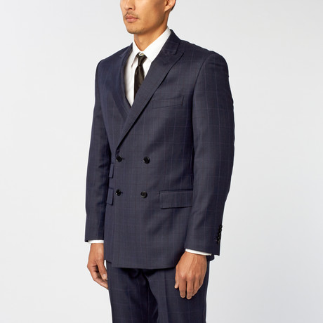 Double Breasted Peak Lapel 2-Piece Suit // Navy (US: 36S)