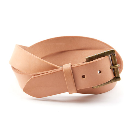 Natural Tan Belt + Antique Brass Hardware // 1.5" Width (Size 30)