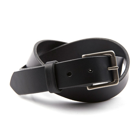 Black Belt + Silver Hardware // 1.25" Width (Size 30)
