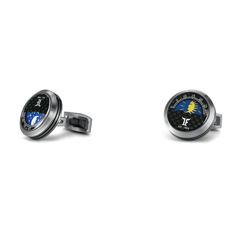 Moon Phase Cufflinks // Brushed Silver Case + Black Face