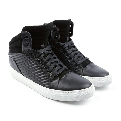 Libertine Leather + Suede Quilted Mid-Top // Black (Euro: 40)