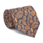 Silk Tie // Navy + Brown Paisley