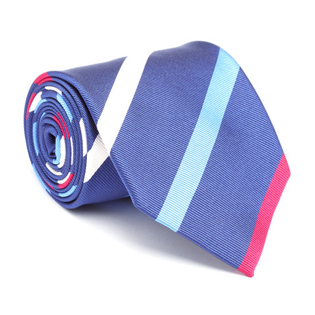 Bold Striped Silk Tie // Blue + White + Red