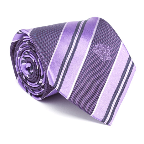 Bold Striped Silk Tie // Purple