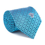 Silk Tie // Turquoise Checkered Pattern