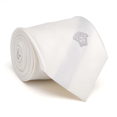 Horizontal Weave Silk Tie // White