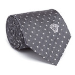 Silk Tie // Grey + White Squares