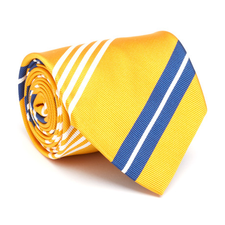 Silk Tie // Bold Stripe Yellow + Blue + White