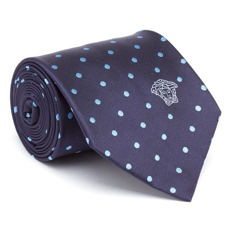 Dotted Silk Tie // Navy + Light Blue