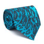 Silk Tie // Turquoise + Black Cheetah