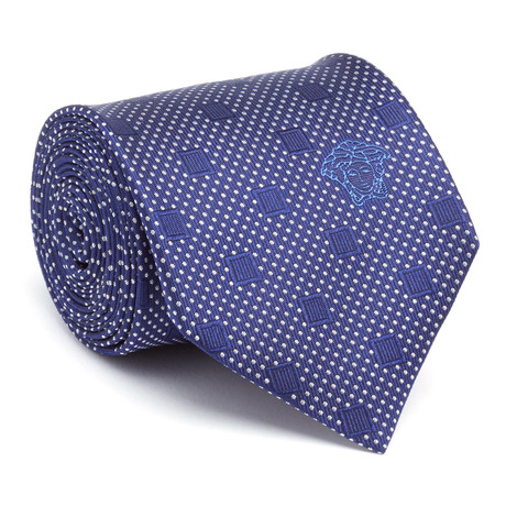 Silk Tie // Navy Square Dots