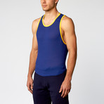 POP Volt Scoop Tank Top // Royal + Yellow (M)