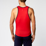 POP Volt Scoop Tank Top // Red + Navy (L)