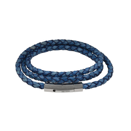 Triple Wrap Leather Bracelet (Antique Blue)