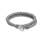 Light Grey Double Wrap Leather Bracelet