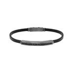 Gun Metal ID Leather Bracelet