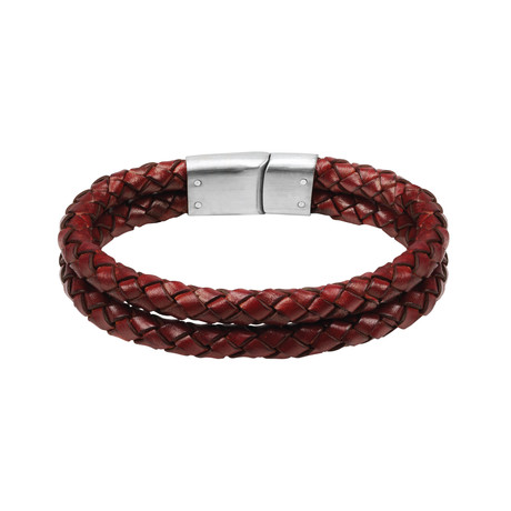 Double Row Leather Bracelet (Antique Brown)