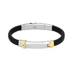 Black Leather + Gold Detailing Bracelet