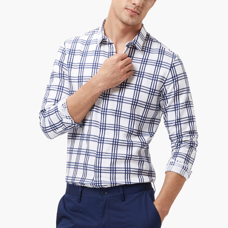 Qzhihe // Work Shirt // White Plaid (S)