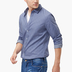 Qzhihe // Floral Chambray Shirt // Blue (L)