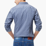 Qzhihe // Floral Chambray Shirt // Blue (L)