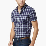 Qzhihe // Summer Shirt // Navy Plaid (L)