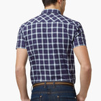 Qzhihe // Summer Shirt // Navy Plaid (L)