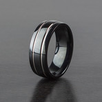 Black Titanium Slim Striped Ring // 8mm (Size 8)