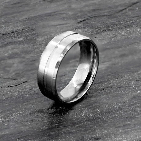 Grooved Satin Finished Ring // 7mm (Size 8)