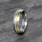 Polished Gold Plated Grooved Titanium Ring // 6mm (Size 6)