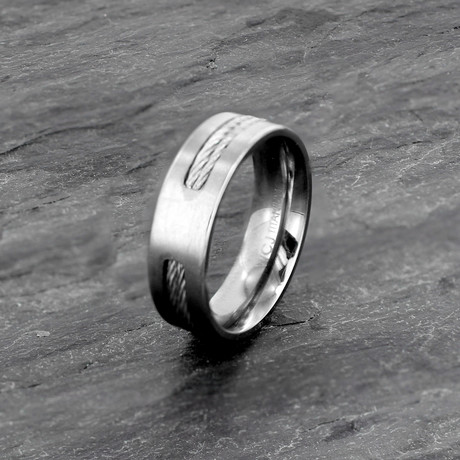 Stainless Steel Cable Titanium Ring // 7mm (Size 7)