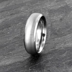 Titanium Brushed Beveled Edge Dome Ring (Size 7)