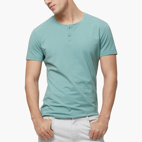 Short Sleeve Henley // Green (S)