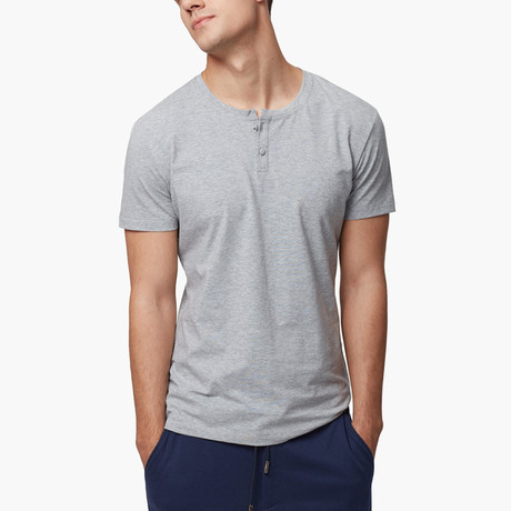 Short Sleeve Henley // Grey (L)
