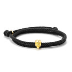 Gold Skull Bracelet // Rope (Black)