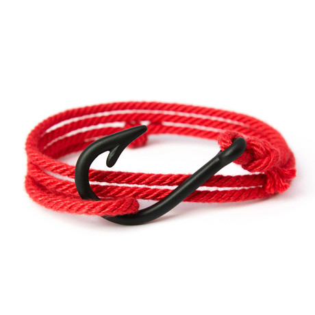 Black Hook Bracelet // Rope (Red)