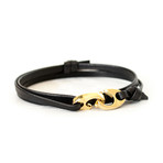 Gold Brummel Bracelet // Leather (Black)