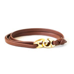 Gold Brummel Bracelet // Leather (Black)